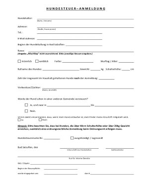 Dog Tax Registration Form