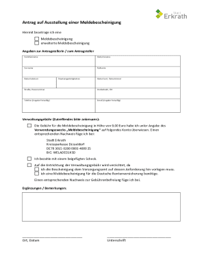 German Residence Registration Certificate Application