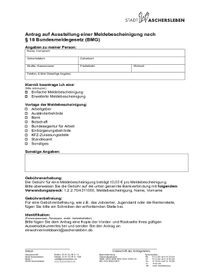 German Residency Registration Certificate Application
