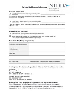 German Residency Registration Form
