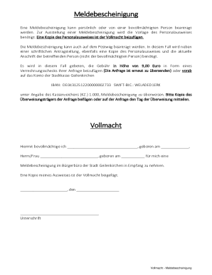 Meldebescheinigung Application Form