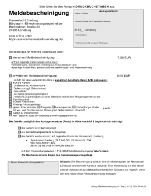 Meldebescheinigung Application Form