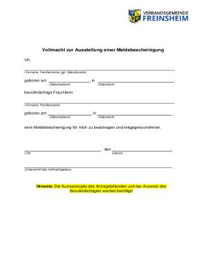 Power of Attorney for Residence Certificate