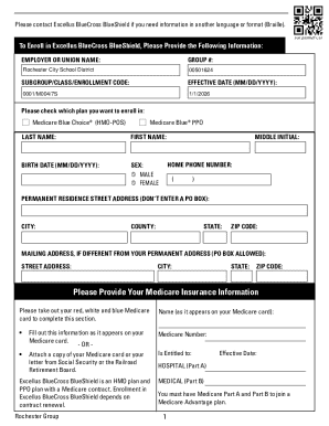 Medicare Blue Choice® (HMO-POS) and Medicare Blue® PPO Enrollment Request Form