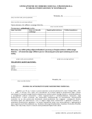 Child Pickup Authorization Form
