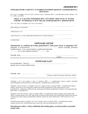 Polish Agricultural Land Declaration Form