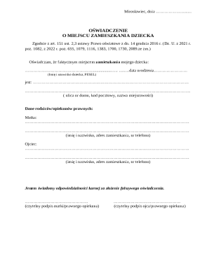 Child Residence Declaration Form