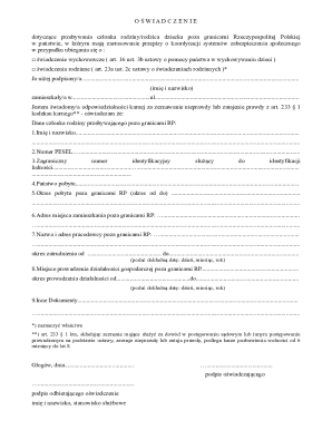 Polish Family Benefit Declaration Form