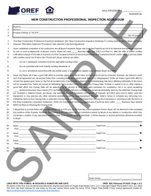 New Construction Professional Inspection Addendum