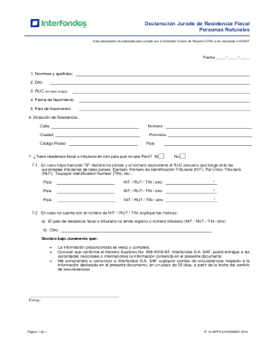 Peru Tax Residency Declaration Form
