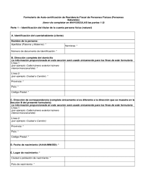 Tax Residency Self-Certification Form