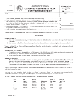 South Carolina Retirement Plan Contribution Credit Form