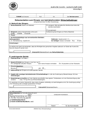 EU Bio-Verordnung Dünger Dokumentation