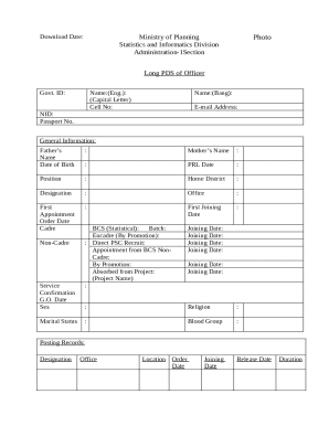 Bangladesh Civil Service Statistical Officer Form