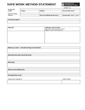 Safe Work Method Statement