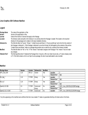 Linux Graphics SDK Software Manifest