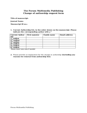 Forum Multimedia Publishing Change of Authorship Request Form
