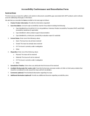 Accessibility Conformance and Remediation Form
