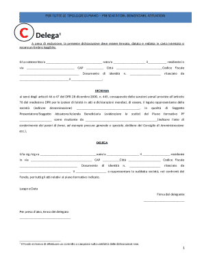 Italian Training Plan Delegation Form