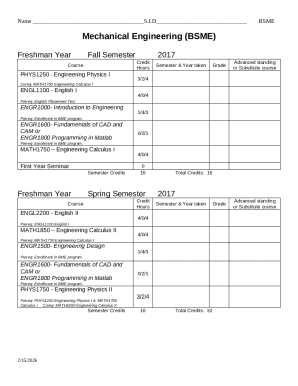 BSME Academic Progress Form