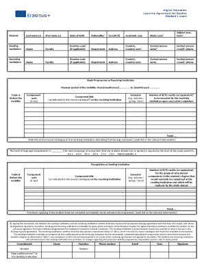 Erasmus Learning Agreement for Studies
