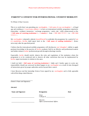 Parent’s Consent for International Student Mobility