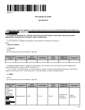 Romania Asset Declaration Form