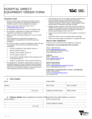 Hospital Direct Equipment Order Form