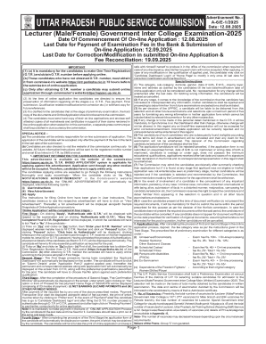 Uttar Pradesh Lecturer Recruitment Application Form