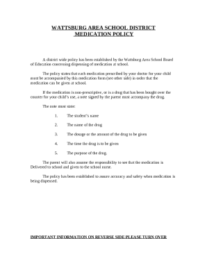 Wattsburg Medication Authorization Form