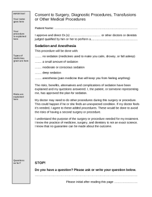 Consent to Surgery and Medical Procedures