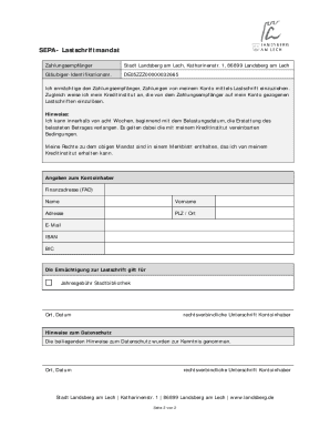 SEPA Direct Debit Mandate