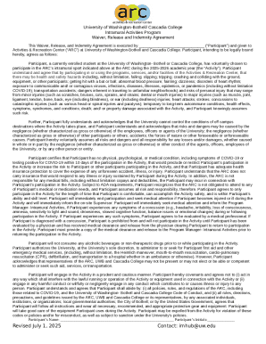 University of Washington-Bothell Intramural Activities Waiver