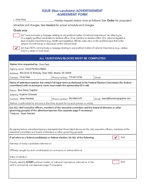 Issue Advertisement Agreement Form