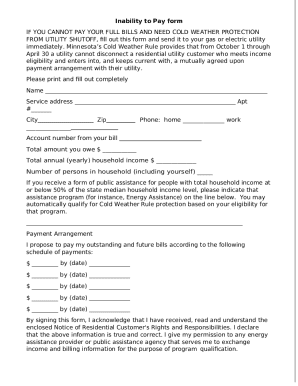 Inability to Pay Form