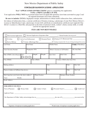 New Mexico Concealed Handgun Carry Application