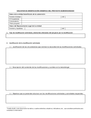 Generic Project Subsidy Modification Request