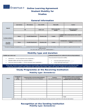 Online Learning Agreement for Student Mobility