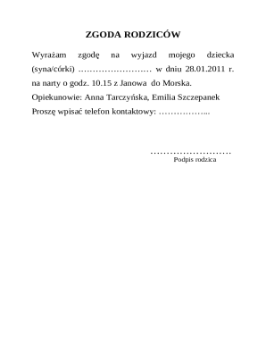 Parental Consent for School Trip