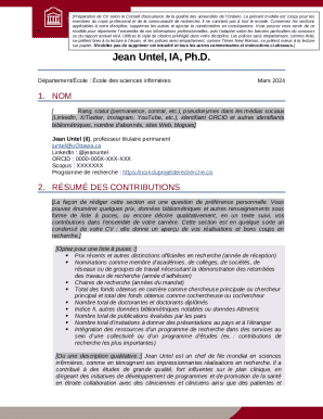Modèle de CV selon le Conseil d’assurance de la qualité des universités de l’Ontario
