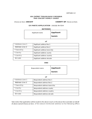 Ex Parte Application Form