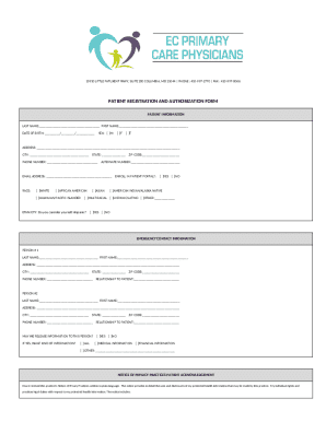 Patient Registration and Authorization Form