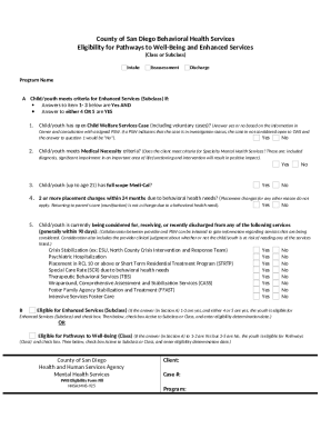 San Diego Pathways to Well-Being Eligibility Form
