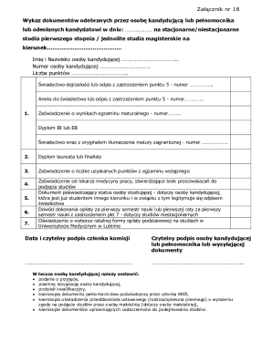 University Admission Document List