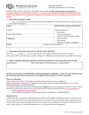 Finnish Dog Registration Form