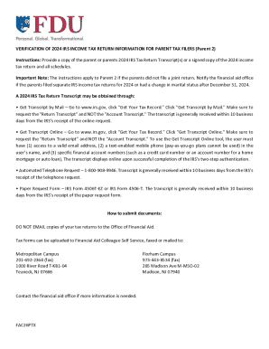 2024 IRS Income Tax Return Verification for Parent 2