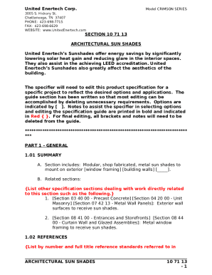 Architectural Sun Shades Specification