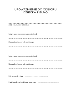 Child Pickup Authorization Form