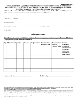 Oświadczenie o Łącznej Powierzchni Użytków Rolnych