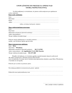 Child Custody Transfer Authorization